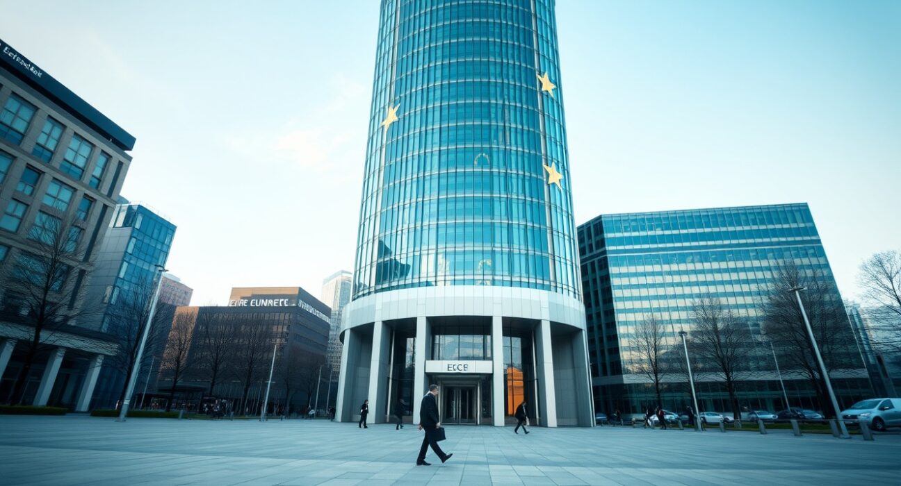 European Central Bank headquarters in Frankfurt representing monetary policy decisions amid economic uncertainty