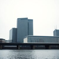 European Central Bank headquarters in Frankfurt, Germany, under overcast sky.