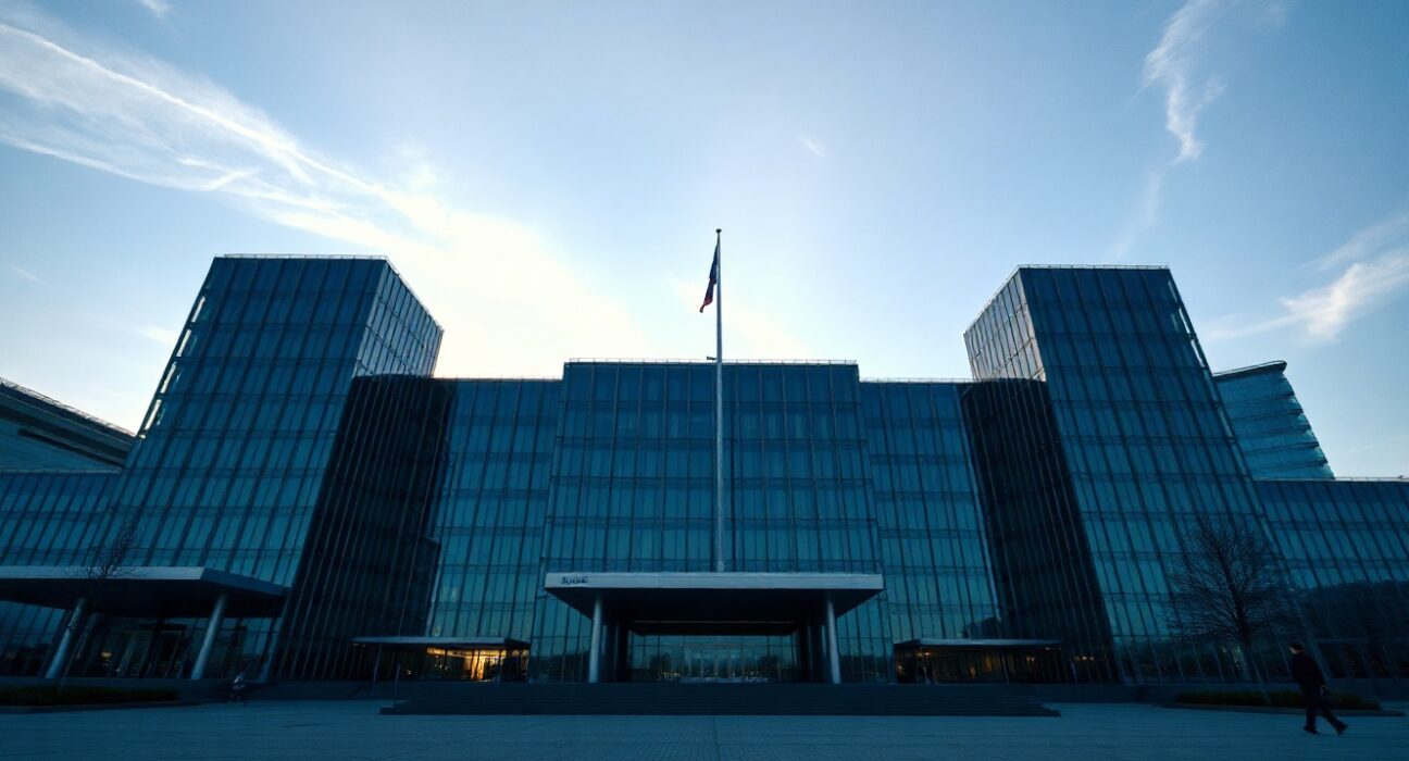 European Central Bank headquarters in Frankfurt on a clear day