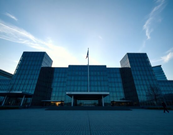 European Central Bank headquarters in Frankfurt on a clear day