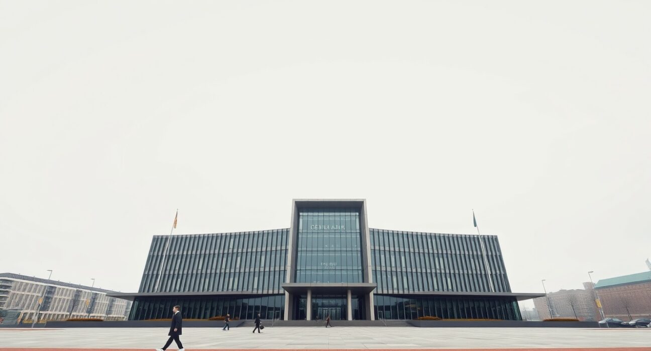 European Central Bank headquarters in Frankfurt, symbolizing the ECB holds key interest rate decision.