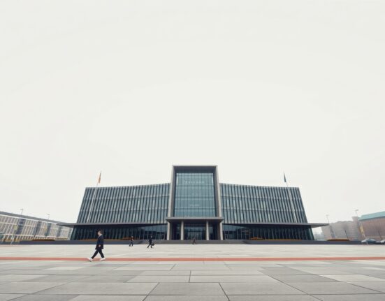 European Central Bank headquarters in Frankfurt, symbolizing the ECB holds key interest rate decision.