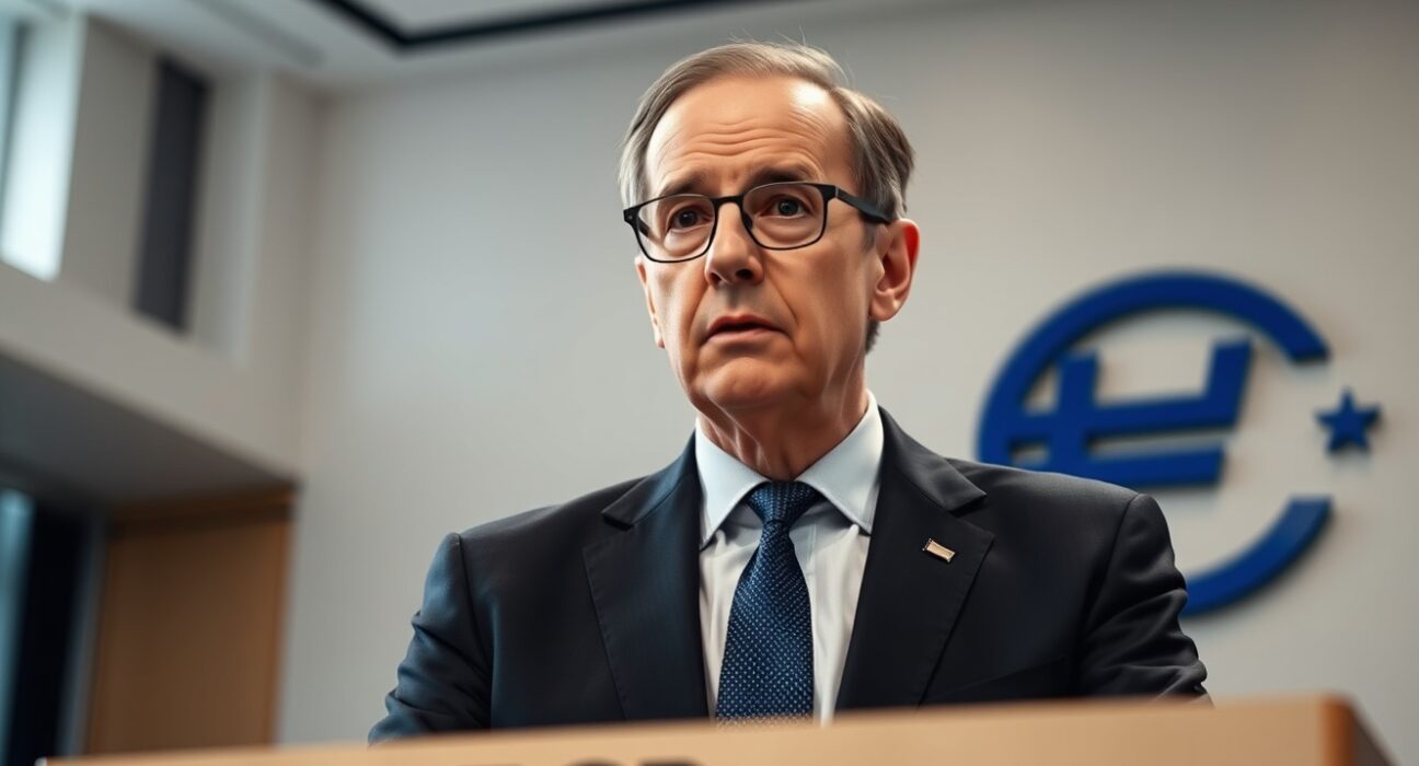 ECB Governing Council member François Villeroy discussing inflation risks at European Central Bank press conference