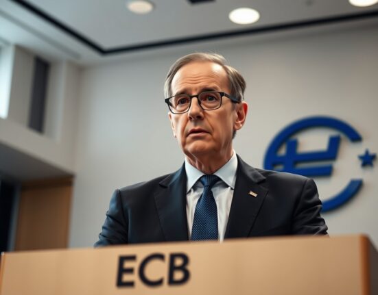 ECB Governing Council member François Villeroy discussing inflation risks at European Central Bank press conference