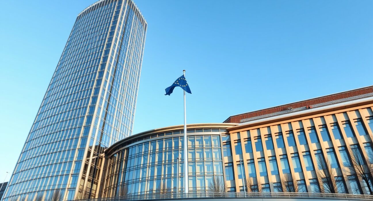 European Central Bank headquarters in Frankfurt as institution maintains interest rates during Middle East conflict uncertainty