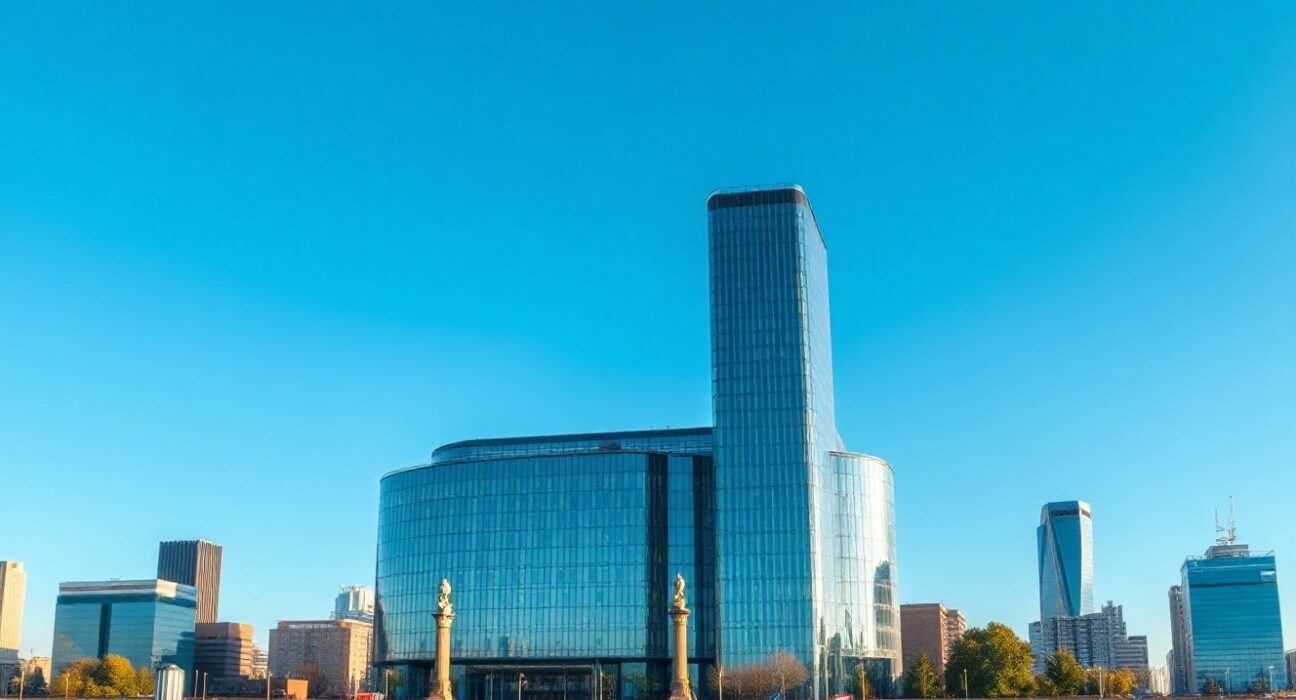 European Central Bank headquarters in Frankfurt, Germany, on a clear day