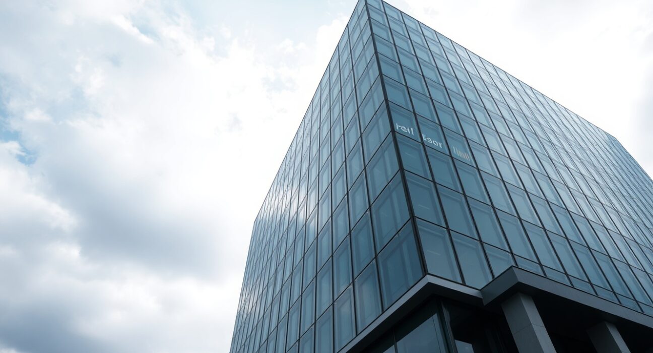 European Central Bank headquarters in Frankfurt under overcast sky, representing monetary policy analysis.