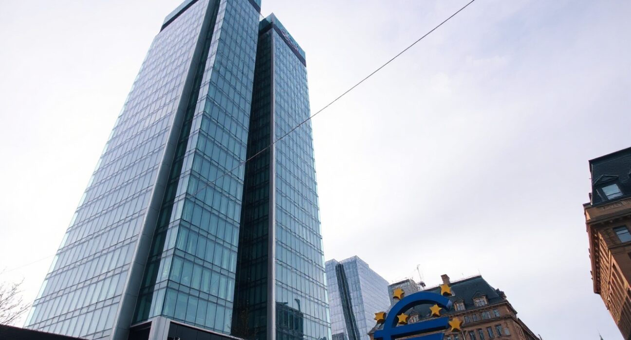 European Central Bank headquarters in Frankfurt, Germany, on a clear day