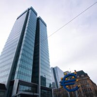 European Central Bank headquarters in Frankfurt, Germany, on a clear day