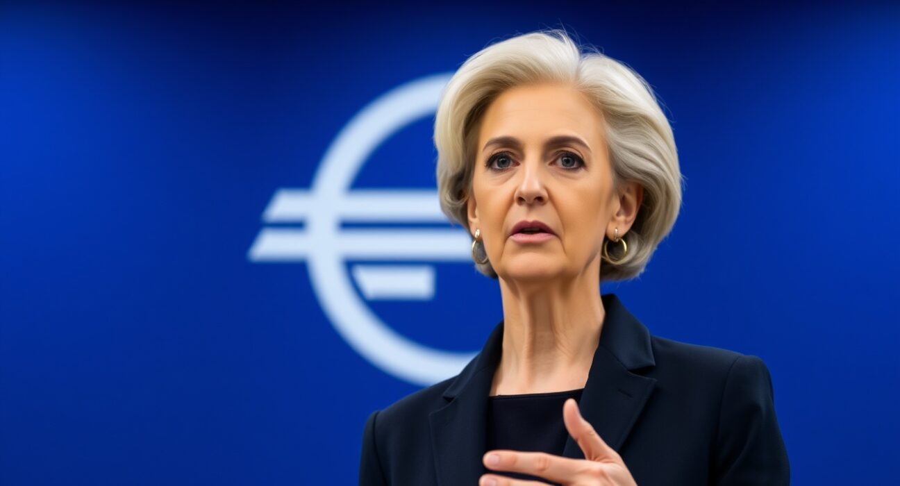 ECB President Christine Lagarde discussing data-dependent monetary policy at Frankfurt press conference