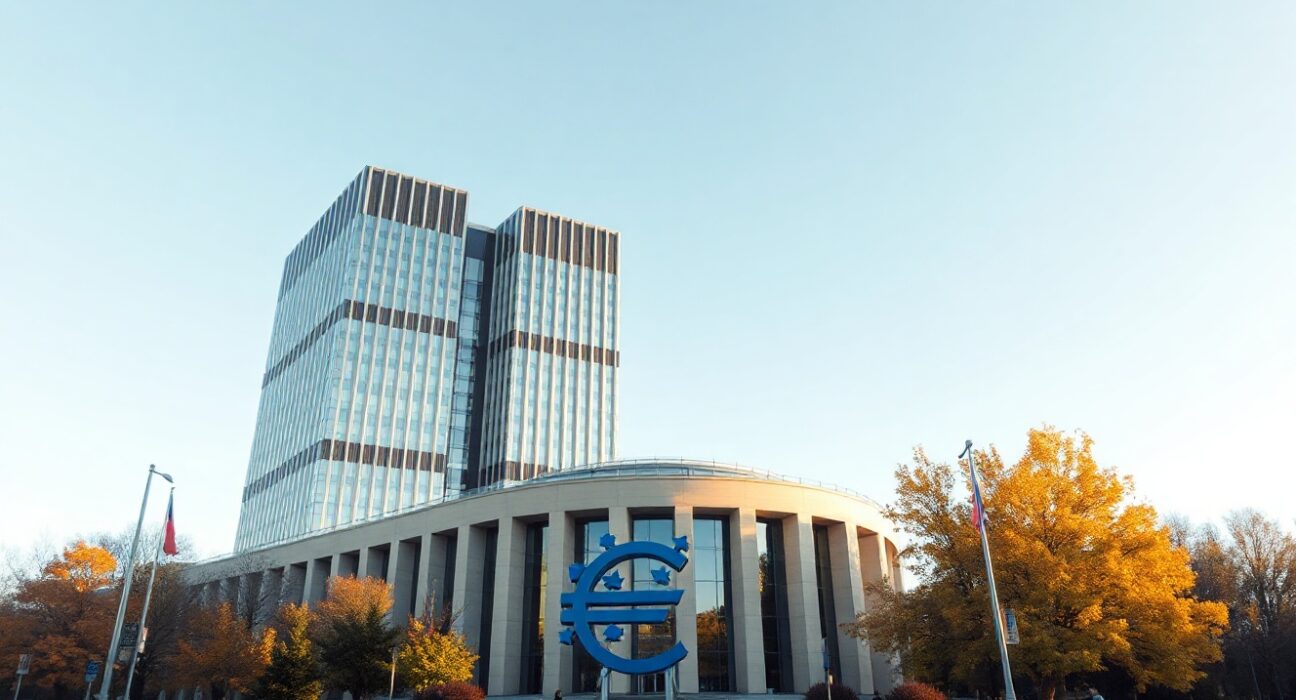 European Central Bank headquarters in Frankfurt, Germany, on a clear day