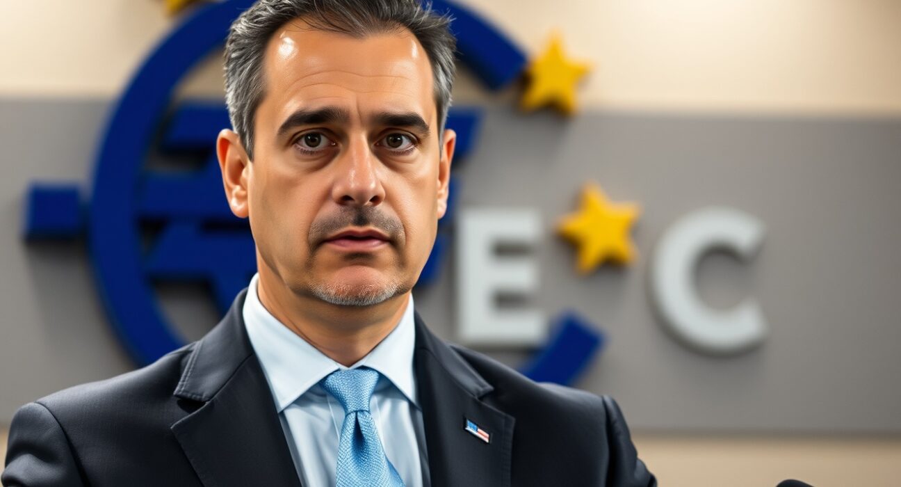 ECB Governing Council member Gabriel Makhlouf discussing monetary policy and interest rate outlook at Frankfurt press conference