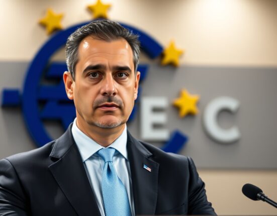 ECB Governing Council member Gabriel Makhlouf discussing monetary policy and interest rate outlook at Frankfurt press conference