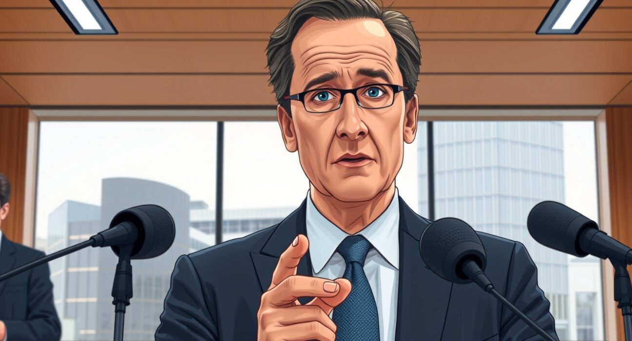 ECB board member Joachim Nagel speaking at a press conference about restrictive monetary policy in the baseline scenario.