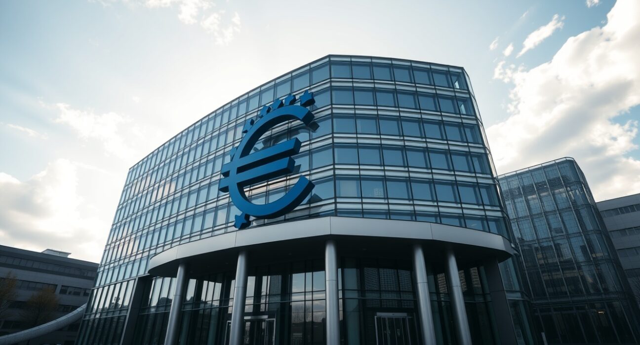 European Central Bank headquarters in Frankfurt on a clear day