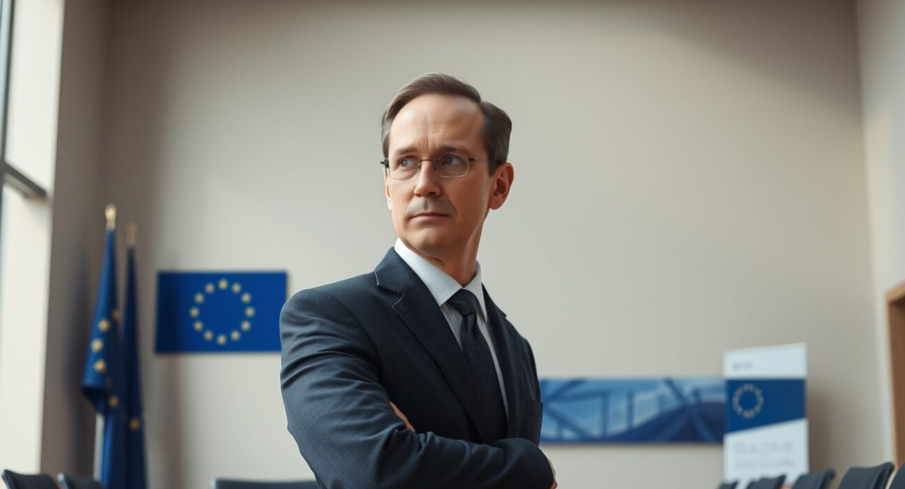 ECB Governing Council member Madis M&uuml;ller discussing monetary policy decisions at European Central Bank headquarters