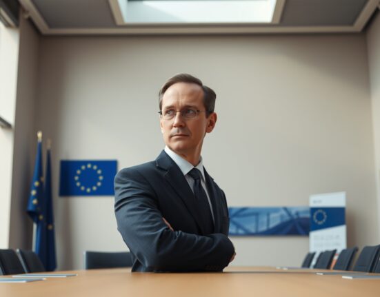 ECB Governing Council member Madis Müller discussing monetary policy decisions at European Central Bank headquarters