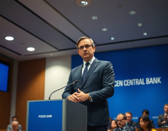ECB Governing Council member Joachim Nagel speaking at a press conference in Frankfurt