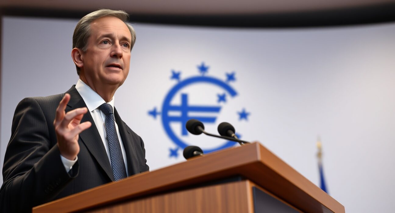 ECB board member Joachim Nagel speaking at a press conference in Frankfurt