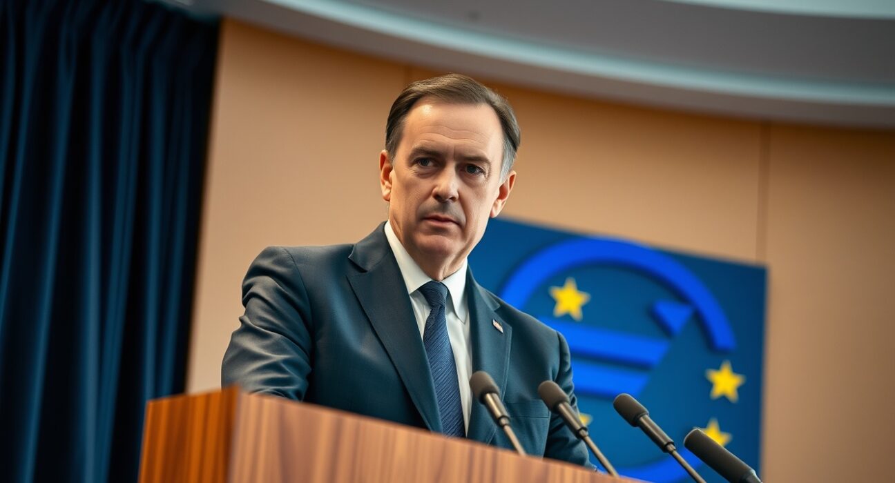 ECB's Joachim Nagel speaking at a press conference in Frankfurt, warning of further rate hikes