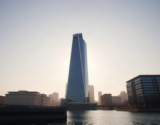 European Central Bank headquarters in Frankfurt, Germany, under clear sky