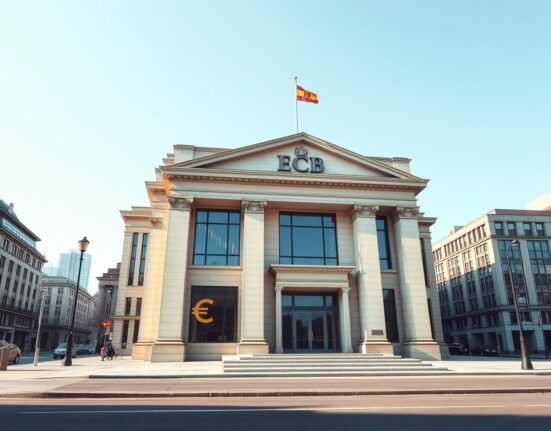 European Central Bank building with oil price chart overlay representing monetary policy challenges