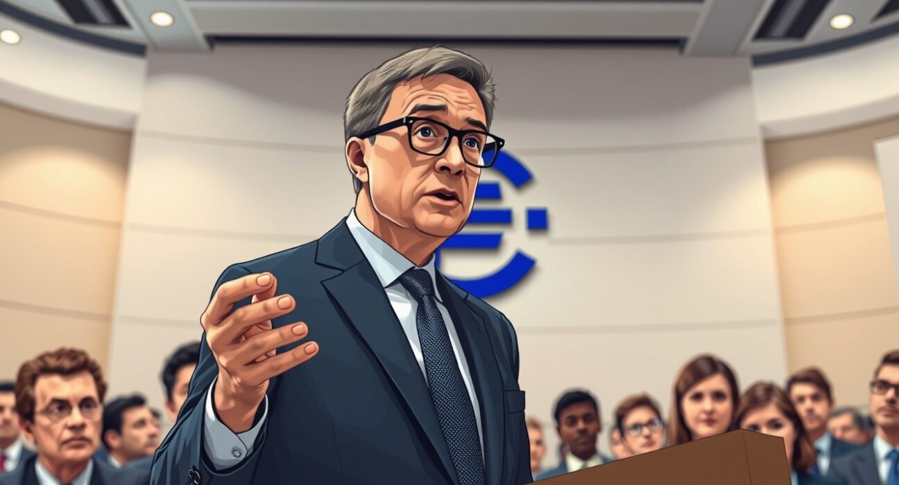 ECB's Fabio Panetta discussing energy market tensions and financial stability risks at central bank conference