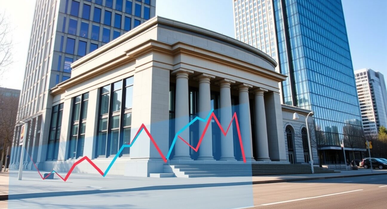 European Central Bank building with energy price chart overlay showing war-driven economic impact analysis.