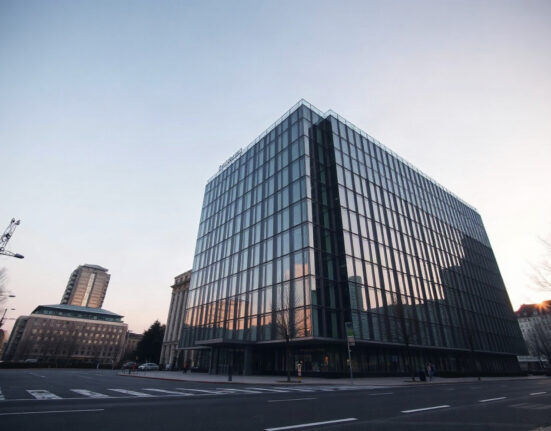 European Central Bank headquarters in Frankfurt, symbolizing the launch of the Pontes tokenized finance project.