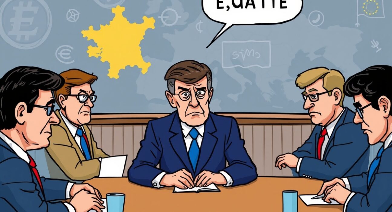 European Central Bank officials in a meeting discussing crucial ECB rate cuts and their potential economic impact.