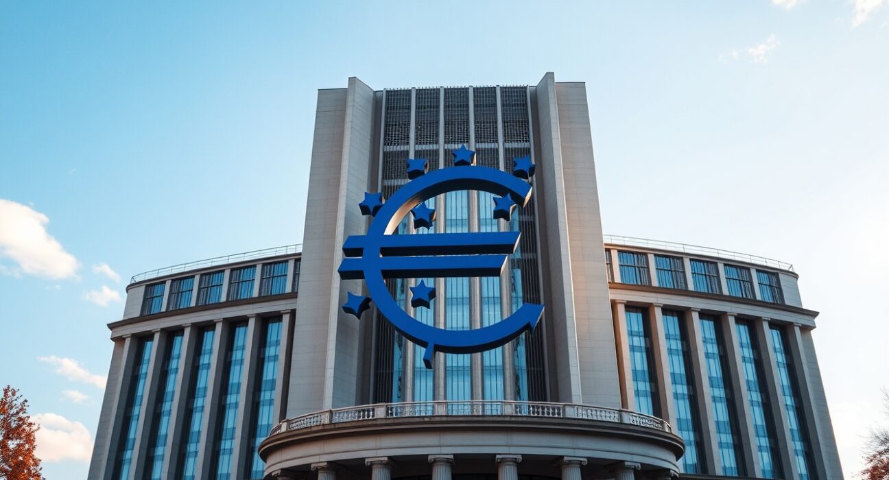 European Central Bank headquarters in Frankfurt, Germany, as ECB expected to hold rates with hawkish risks per TD Securities analysis.