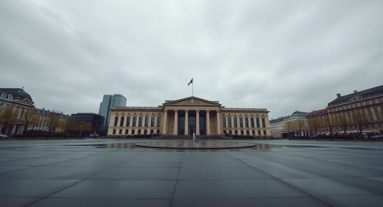 European Central Bank headquarters in Frankfurt on a cloudy day, representing the latest monetary policy decision.