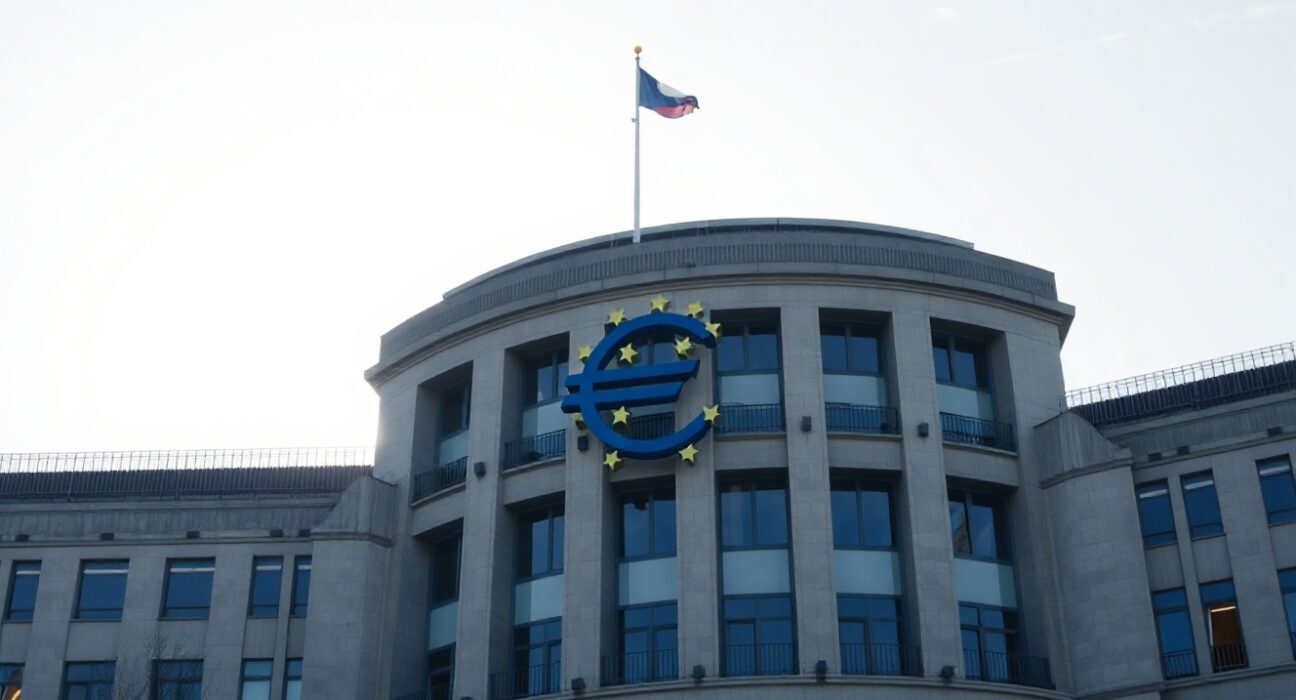 European Central Bank headquarters in Frankfurt under clear sky