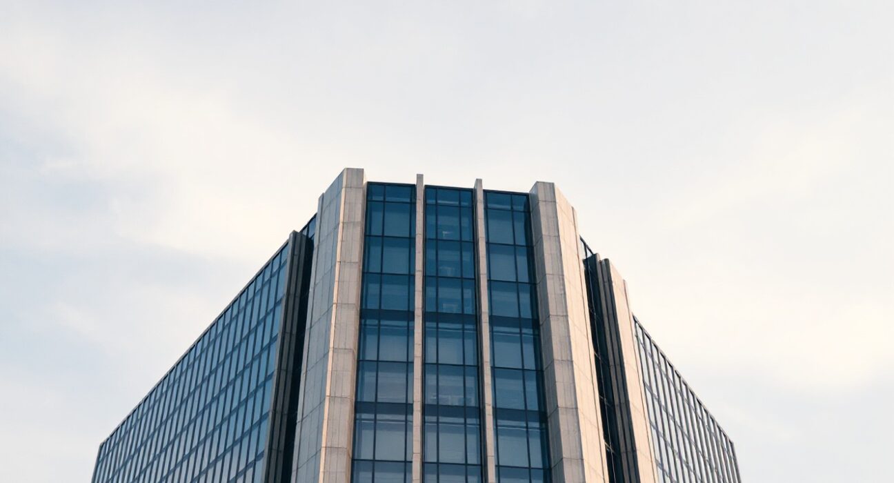European Central Bank headquarters in Frankfurt under overcast sky