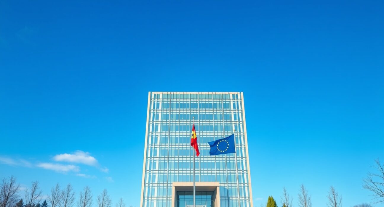 European Central Bank headquarters in Frankfurt, representing the expected ECB rate hike in June 2025 as forecast by UOB.