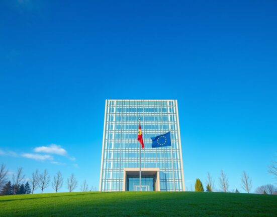 European Central Bank headquarters in Frankfurt, representing the expected ECB rate hike in June 2025 as forecast by UOB.