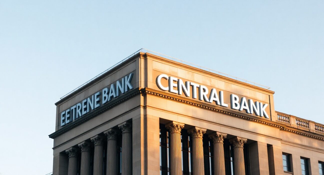European Central Bank headquarters in Frankfurt, Germany, on a clear day