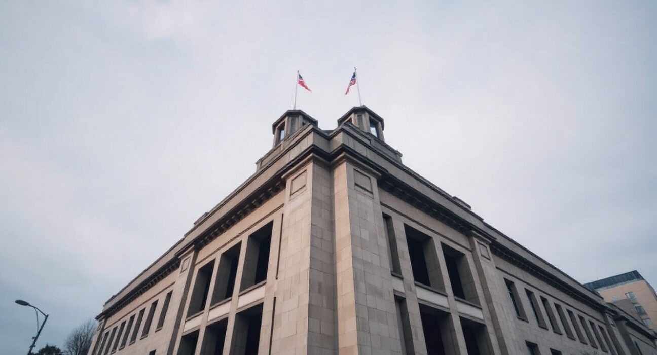 European Central Bank headquarters in Frankfurt under a clear sky