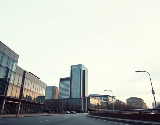 European Central Bank headquarters in Frankfurt, Germany, under overcast sky