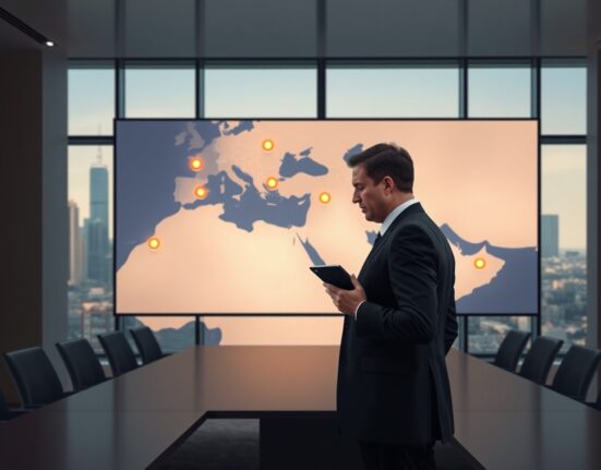 ECB policymaker analyzing Middle East geopolitical risk data affecting interest rate decisions