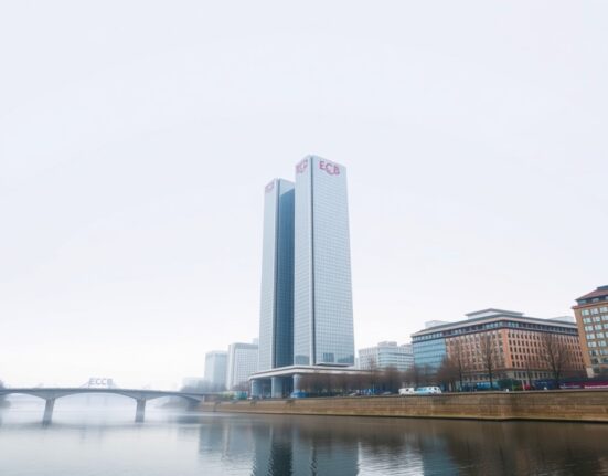 European Central Bank headquarters in Frankfurt, representing the ECB interest rate decision to leave rates unchanged.