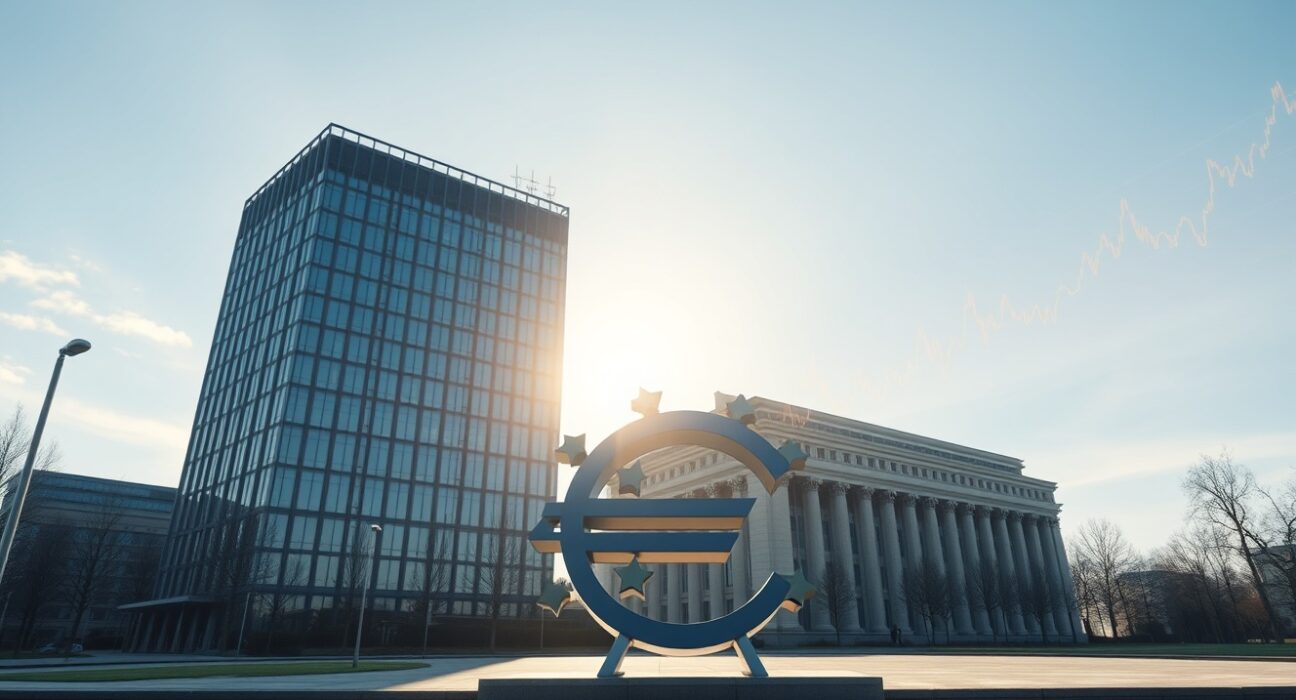 European Central Bank headquarters with oil price volatility affecting ECB interest rate decisions in 2025