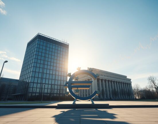 European Central Bank headquarters with oil price volatility affecting ECB interest rate decisions in 2025