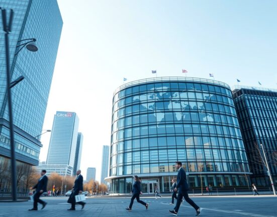 ECB headquarters reflecting the ongoing impact of war and energy crisis on monetary policy decisions.