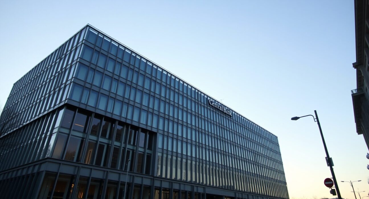 European Central Bank headquarters in Frankfurt under a clear sky, representing monetary policy news.