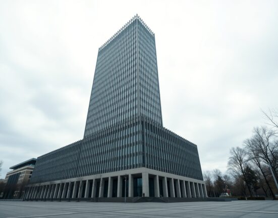 European Central Bank headquarters in Frankfurt under overcast sky, representing monetary policy concerns.