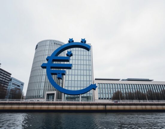 European Central Bank headquarters in Frankfurt under overcast sky, signaling monetary policy decision