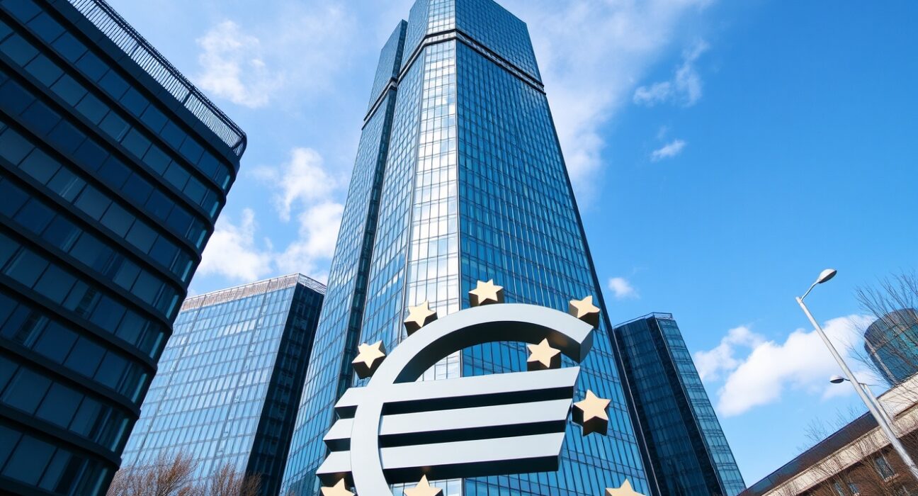 European Central Bank headquarters in Frankfurt, Germany, on a clear day