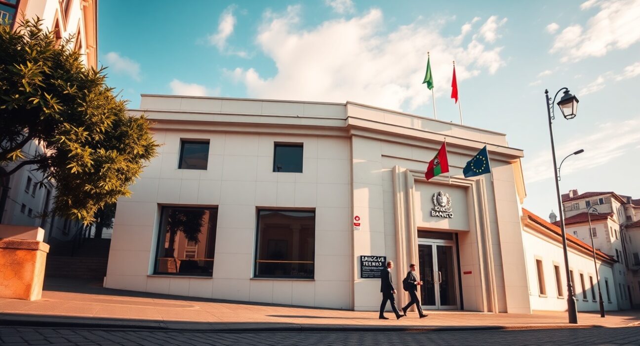 Exterior of the Banco de Portugal building in Sintra, Portugal, during the ECB forum.