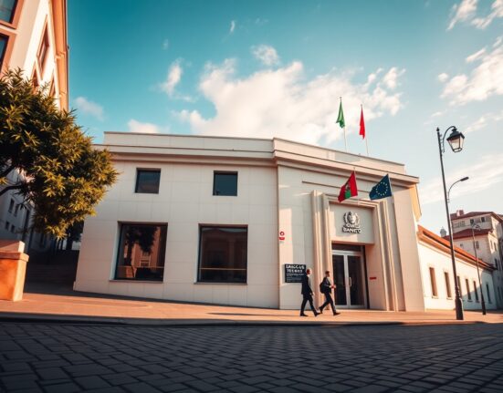 Exterior of the Banco de Portugal building in Sintra, Portugal, during the ECB forum.